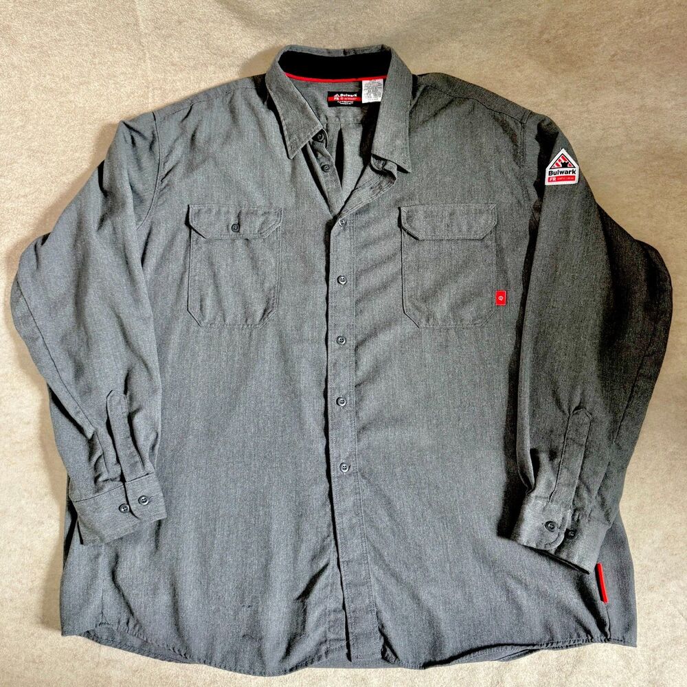 Bulwark FR IQ series comfort woven shirt mens 3XL-LN gray long sleeve KM54